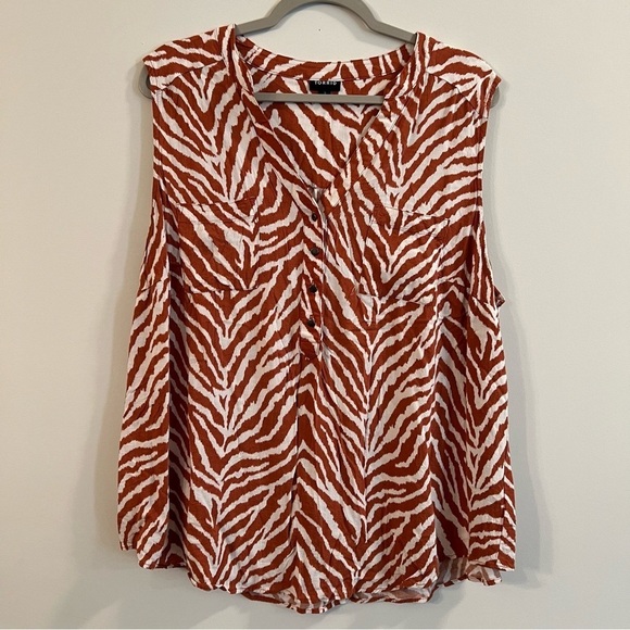 Women’s Torrid brown zebra printed sleeveless blouse size 2X - Picture 1 of 5